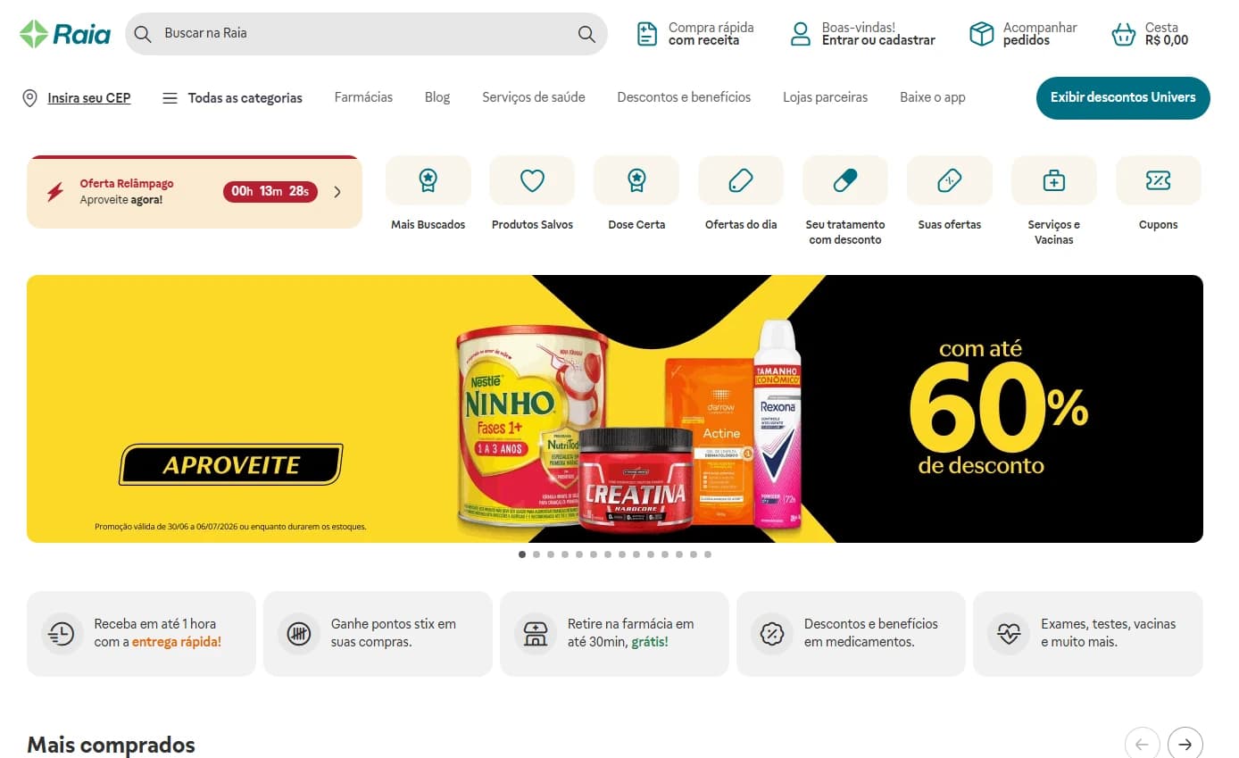 Plataforma Droga Raia — Varejo Farmacêutico desenvolvida pela Wings Tech