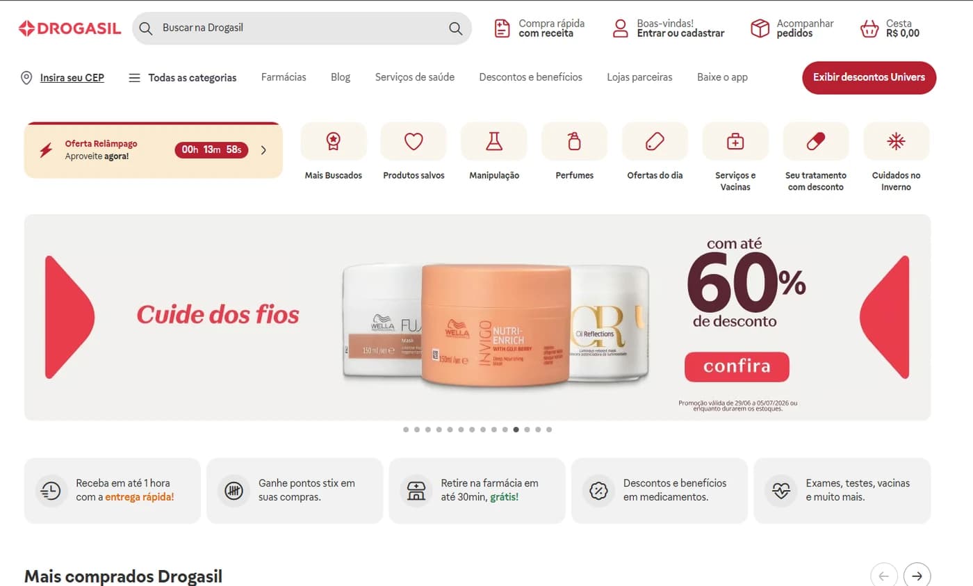 Plataforma Drogasil — Varejo Farmacêutico desenvolvida pela Wings Tech